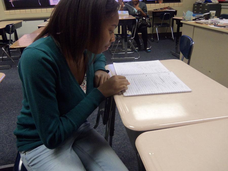 Senior Roshunda Jackson focuses in on her school work, which is what she believes makes her a girl on fire. 