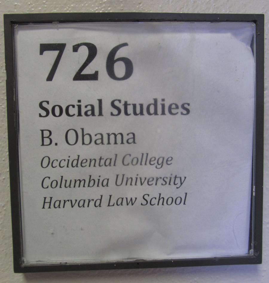 The high school has already placed Obama’s door sign.