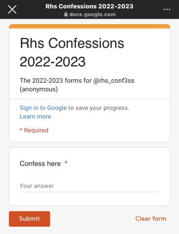 A screenshot of the Google Form that connects to the Ritenour confessions page. 
