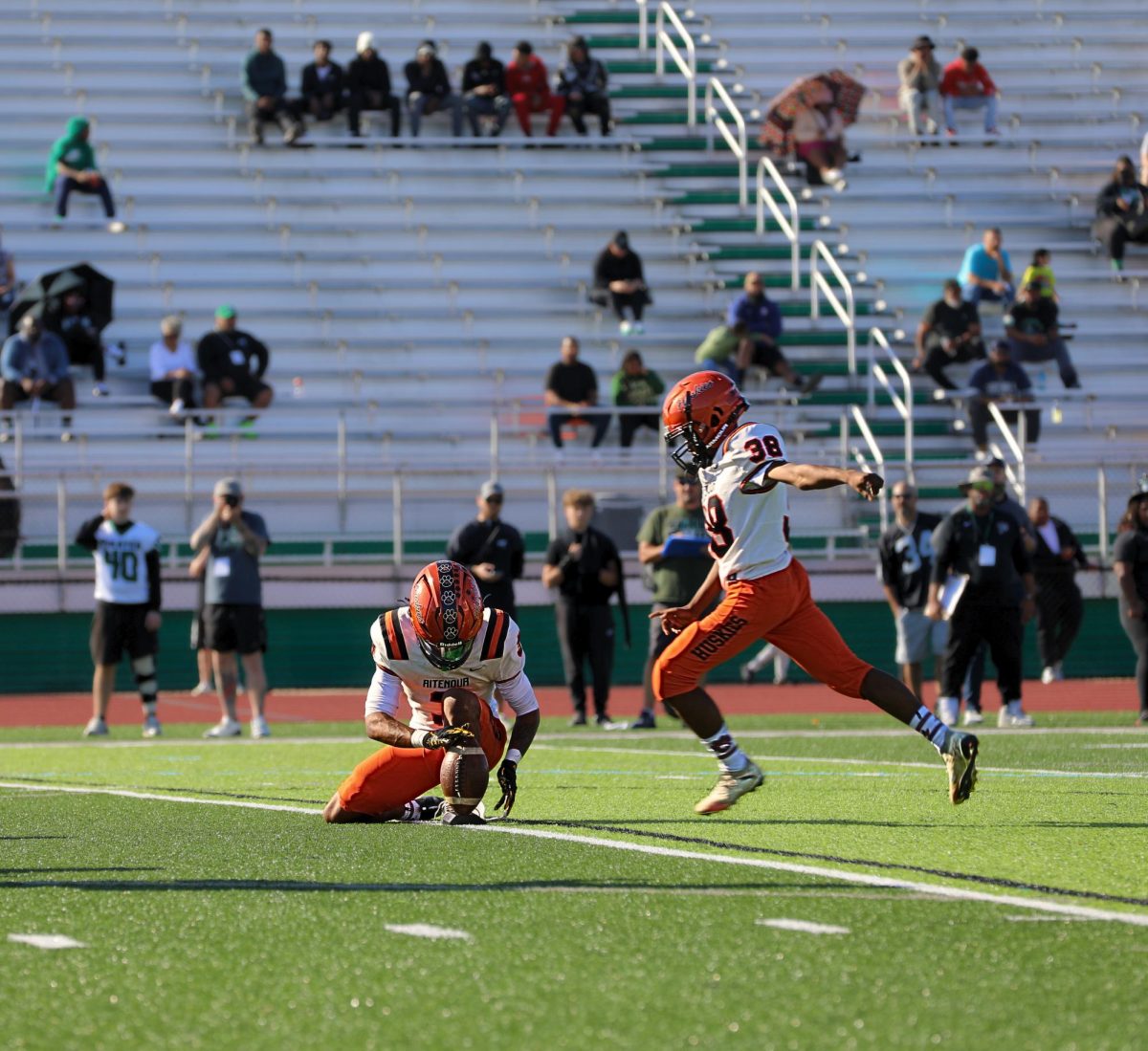 Kicker Willie Banks lines up a field goal attempt against Pattonville in the district playoff matchup on November 15. 